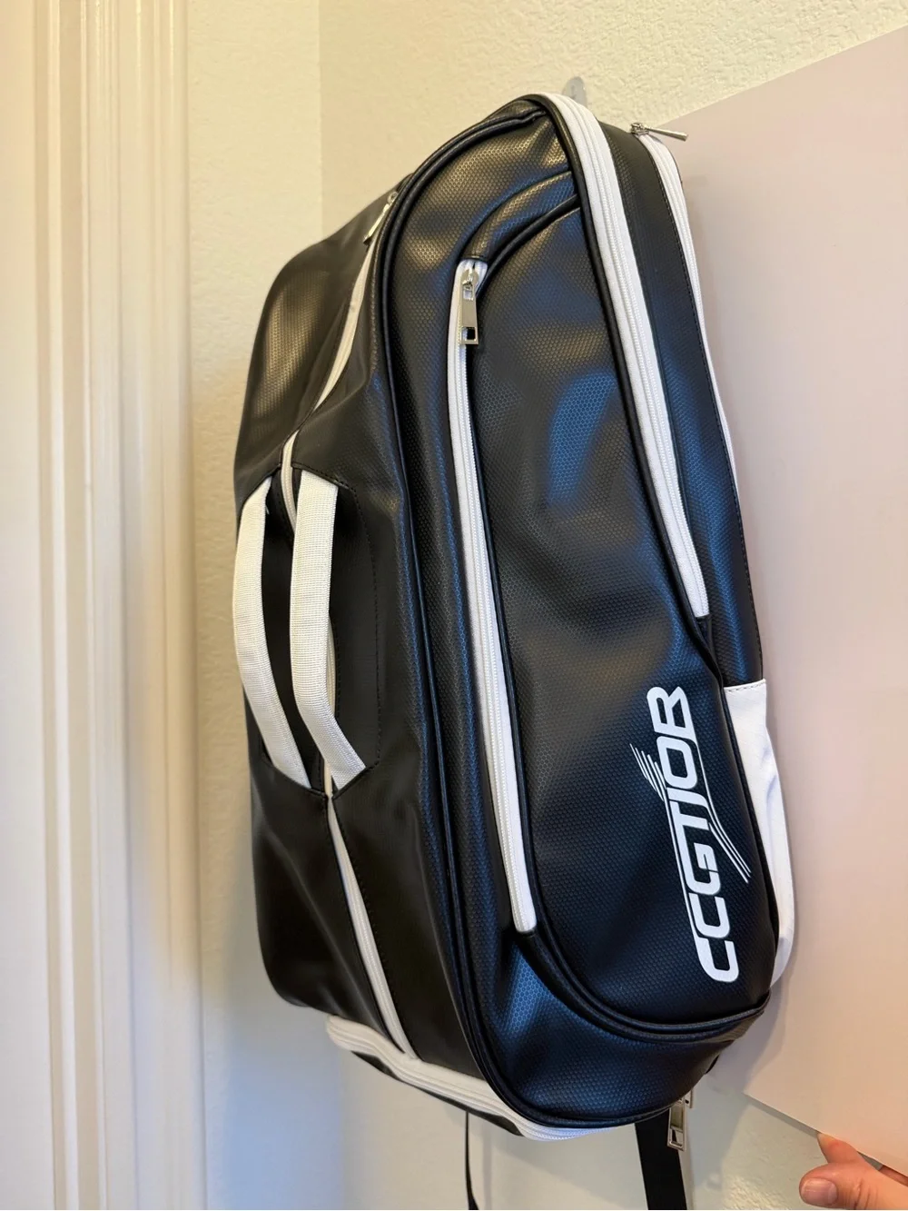Black and White Men’s Sports and Tennis Bag